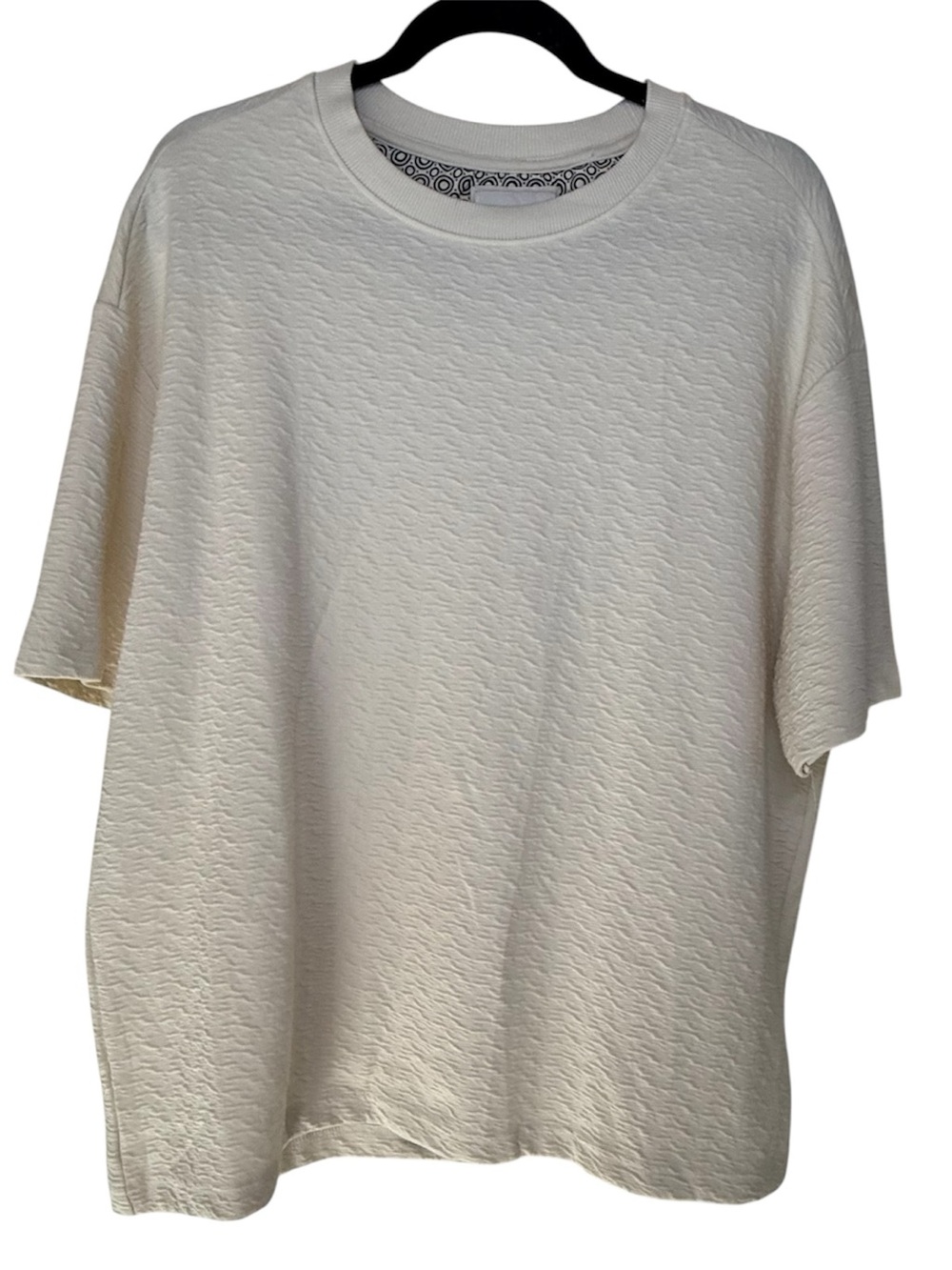 Denim & Flower Ricky Singh Short Sleeve Textured Relaxed Tee in Cream - Men’s